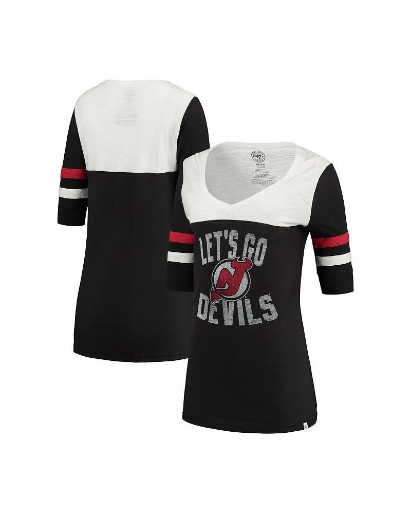 Women's Black New Jersey Devils Game Day Debut V-Neck T-shirt Black $27.03 Tops