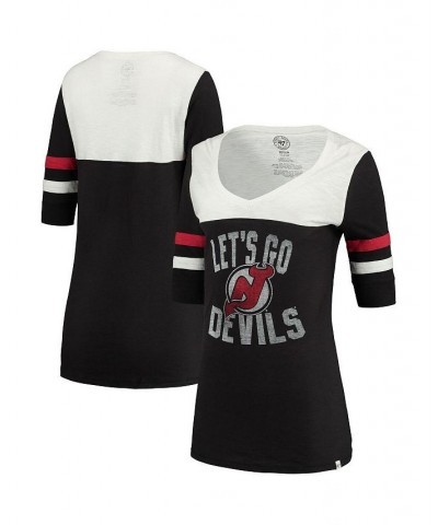 Women's Black New Jersey Devils Game Day Debut V-Neck T-shirt Black $27.03 Tops