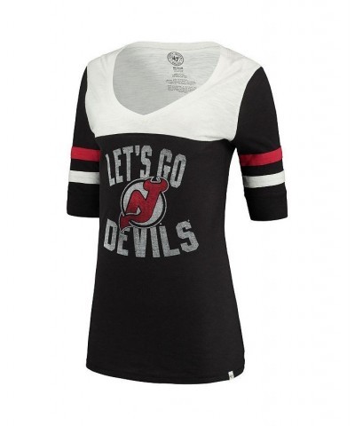 Women's Black New Jersey Devils Game Day Debut V-Neck T-shirt Black $27.03 Tops