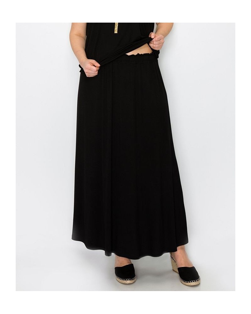 Plus Size Elastic Waist Maxi Skirts Black $23.92 Skirts