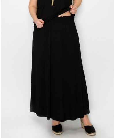 Plus Size Elastic Waist Maxi Skirts Black $23.92 Skirts