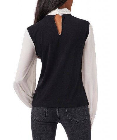 Women's Mix-Media Knit Top Rich Black $32.72 Tops