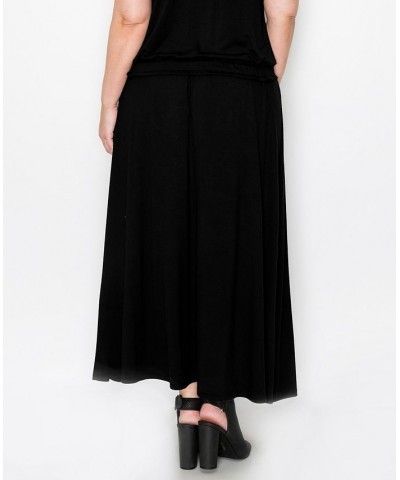 Plus Size Elastic Waist Maxi Skirts Black $23.92 Skirts