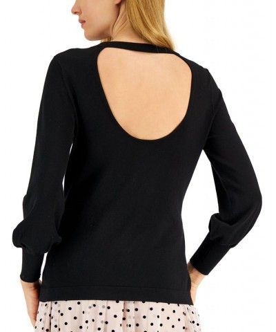 Women's Long-Sleeve Open-Back Sweater Anne Black $20.26 Sweaters