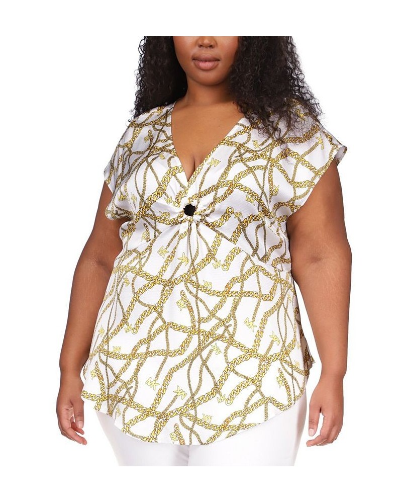 Plus Size Logo Chain-Print Top White $52.92 Tops