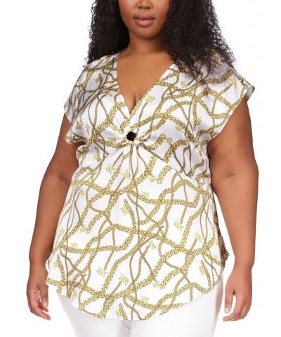 Plus Size Logo Chain-Print Top White $52.92 Tops