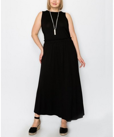 Plus Size Elastic Waist Maxi Skirts Black $23.92 Skirts