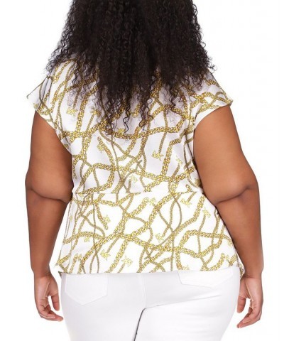 Plus Size Logo Chain-Print Top White $52.92 Tops