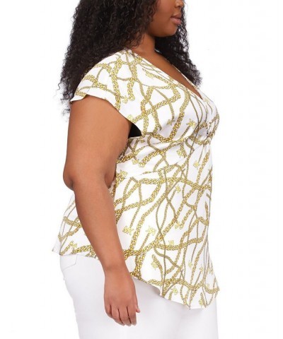 Plus Size Logo Chain-Print Top White $52.92 Tops