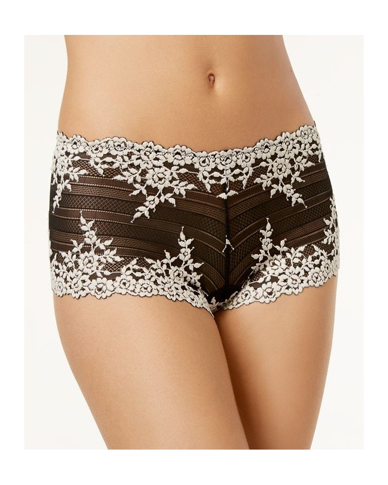 Embrace Lace Embroidered Boyshort Underwear Lingerie Black $19.74 Panty