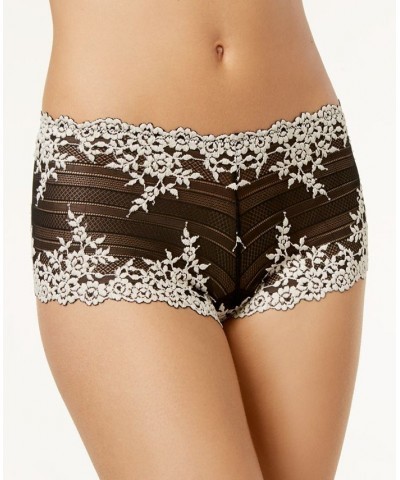 Embrace Lace Embroidered Boyshort Underwear Lingerie Black $19.74 Panty