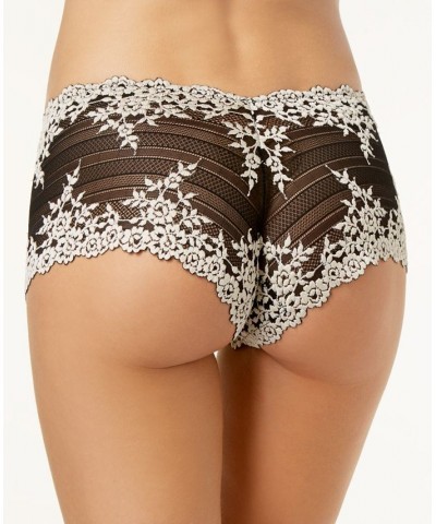 Embrace Lace Embroidered Boyshort Underwear Lingerie Black $19.74 Panty