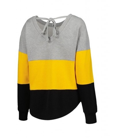 Women's Heathered Gray Black Pittsburgh Steelers Outfield Deep V-Back Pullover Sweatshirt Gray $37.40 Sweatshirts