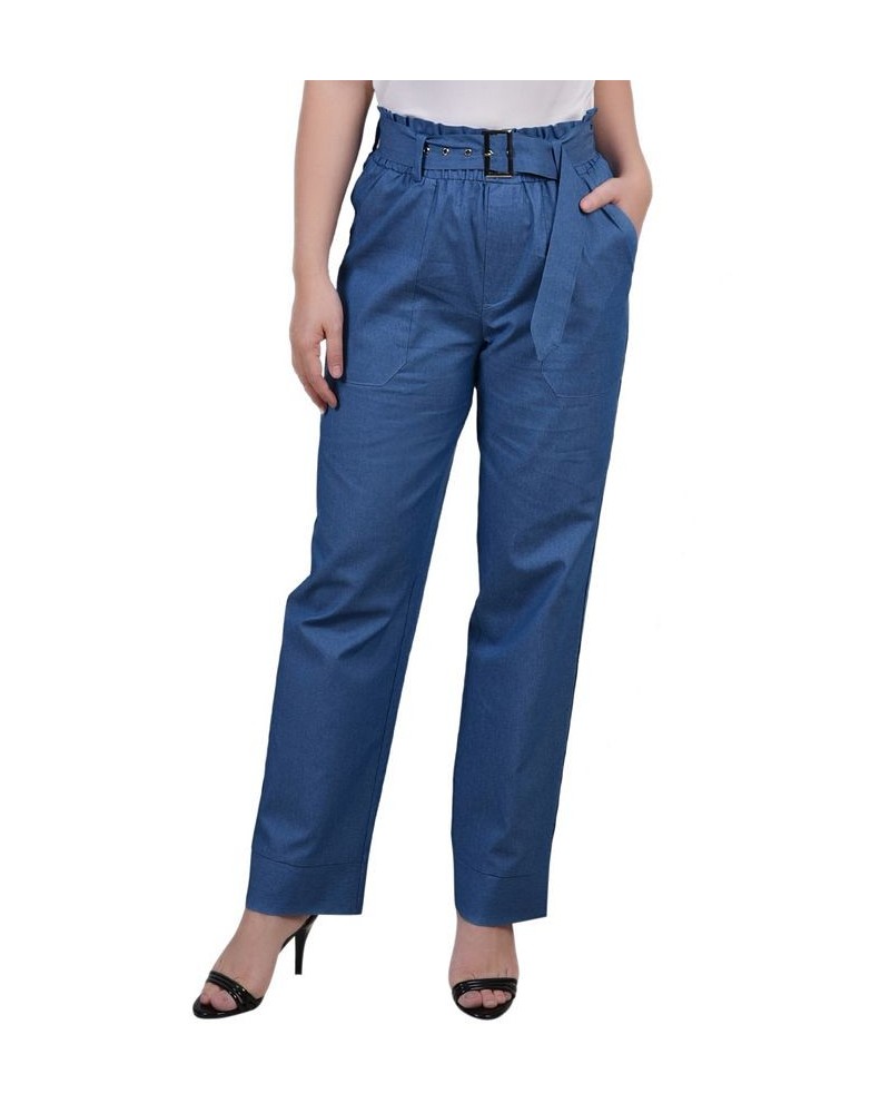 Petite Pull On Chambray Belted Pants Medium Denim $16.32 Pants