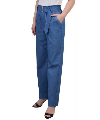 Petite Pull On Chambray Belted Pants Medium Denim $16.32 Pants