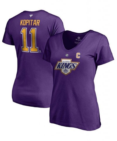 Women's Anze Kopitar Purple Los Angeles Kings 2020/21 Special Edition Authentic Stack Name Number V-Neck T-shirt Purple $21.4...