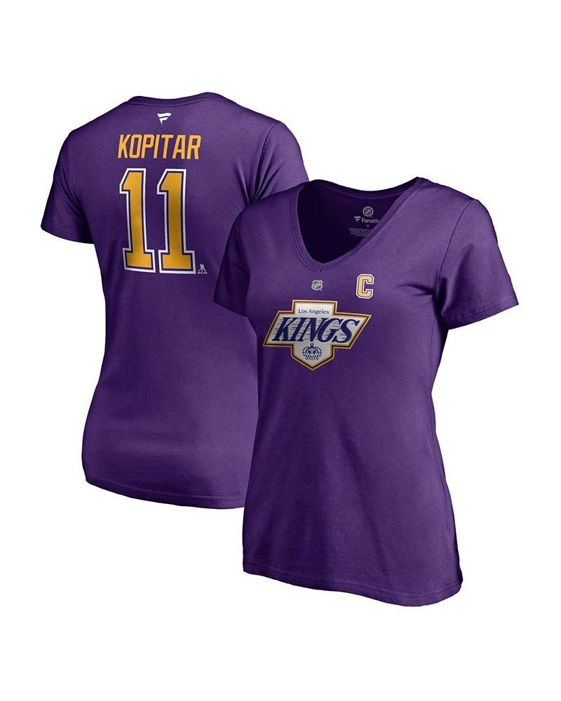 Women's Anze Kopitar Purple Los Angeles Kings 2020/21 Special Edition Authentic Stack Name Number V-Neck T-shirt Purple $21.4...