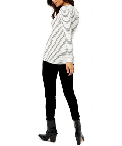 LUXEssentials Ribbed Crewneck Maternity T-Shirt White/Black Stripe $24.00 Tops