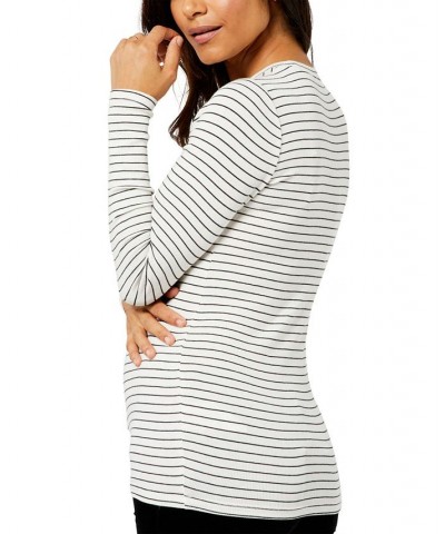 LUXEssentials Ribbed Crewneck Maternity T-Shirt White/Black Stripe $24.00 Tops