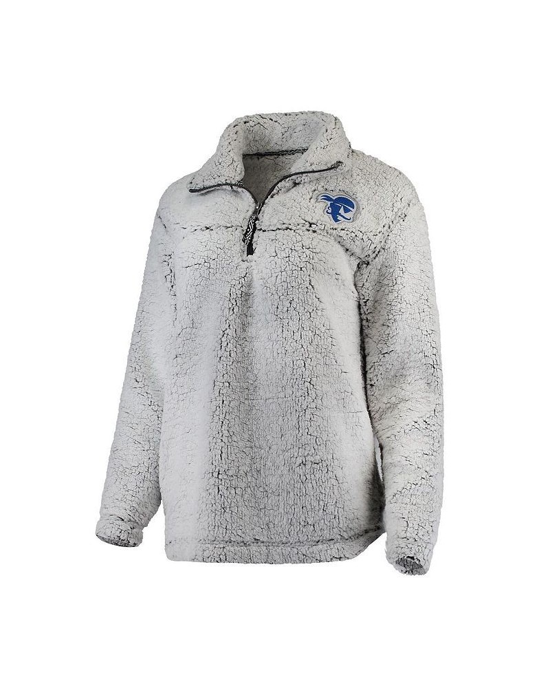 Women's Gray Seton Hall Pirates Sherpa Super-Soft Quarter-Zip Pullover Jacket Gray $31.50 Jackets