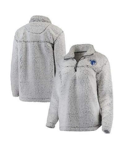 Women's Gray Seton Hall Pirates Sherpa Super-Soft Quarter-Zip Pullover Jacket Gray $31.50 Jackets