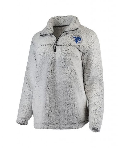 Women's Gray Seton Hall Pirates Sherpa Super-Soft Quarter-Zip Pullover Jacket Gray $31.50 Jackets