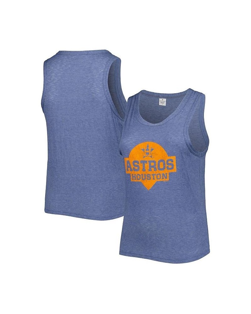 Women's Navy Houston Astros Plus Size High Neck Tri-Blend Tank Top Navy $30.00 Tops