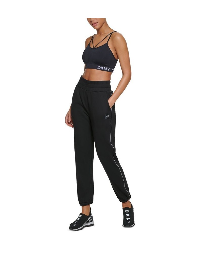 Women's Cropped Slim-Fit Jogger Pants Black $17.90 Pants