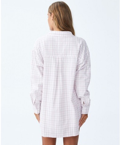 Women's Sunny Oversized Long Sleeve Shirt Gracie Gingham Wisteria Marle $27.49 Tops