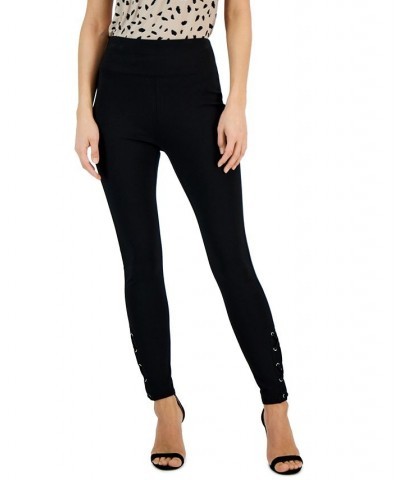 Women's Ponte Lace-Up Skinny Pants Black $25.87 Pants