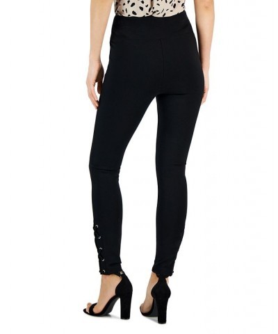 Women's Ponte Lace-Up Skinny Pants Black $25.87 Pants