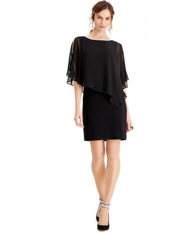 Rhinestone-Trim Chiffon Popover Dress Black $36.49 Dresses