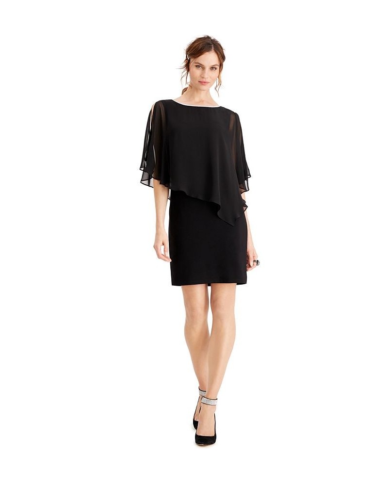 Rhinestone-Trim Chiffon Popover Dress Black $36.49 Dresses