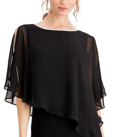 Rhinestone-Trim Chiffon Popover Dress Black $36.49 Dresses