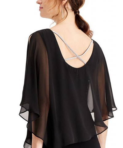 Rhinestone-Trim Chiffon Popover Dress Black $36.49 Dresses