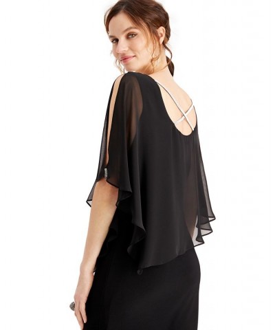 Rhinestone-Trim Chiffon Popover Dress Black $36.49 Dresses