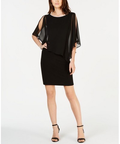 Rhinestone-Trim Chiffon Popover Dress Black $36.49 Dresses