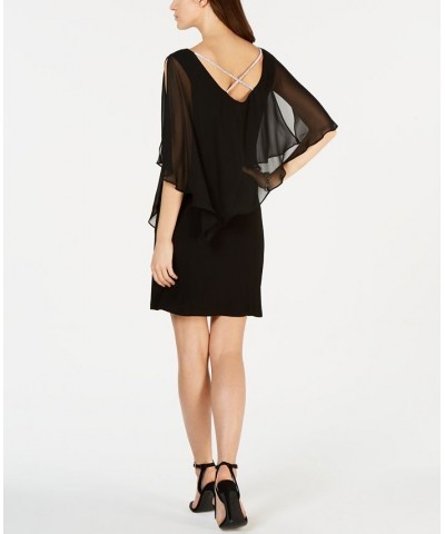 Rhinestone-Trim Chiffon Popover Dress Black $36.49 Dresses