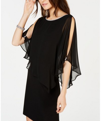 Rhinestone-Trim Chiffon Popover Dress Black $36.49 Dresses