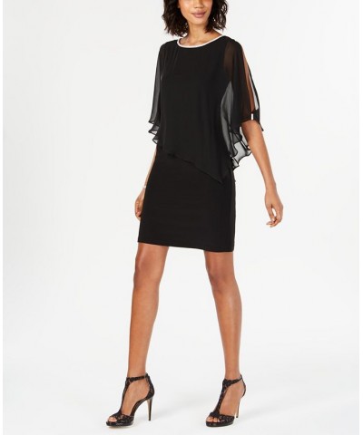 Rhinestone-Trim Chiffon Popover Dress Black $36.49 Dresses