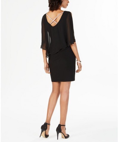 Rhinestone-Trim Chiffon Popover Dress Black $36.49 Dresses