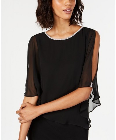 Rhinestone-Trim Chiffon Popover Dress Black $36.49 Dresses