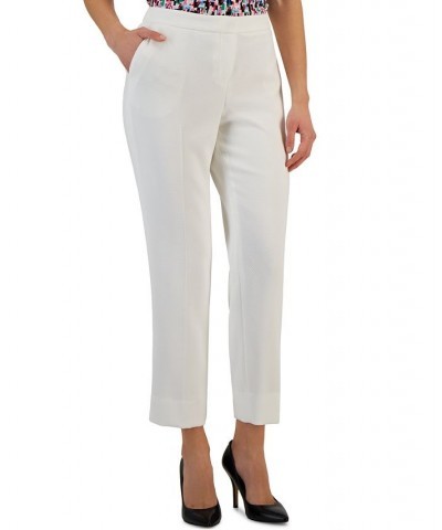 Women's Elastic-Back Side-Slit Pique Ankle Pants Lily White $38.27 Pants