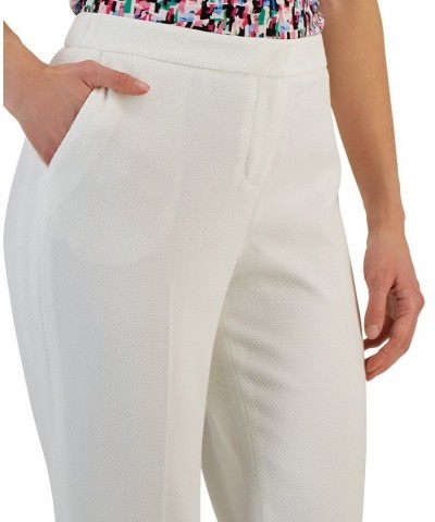 Women's Elastic-Back Side-Slit Pique Ankle Pants Lily White $38.27 Pants