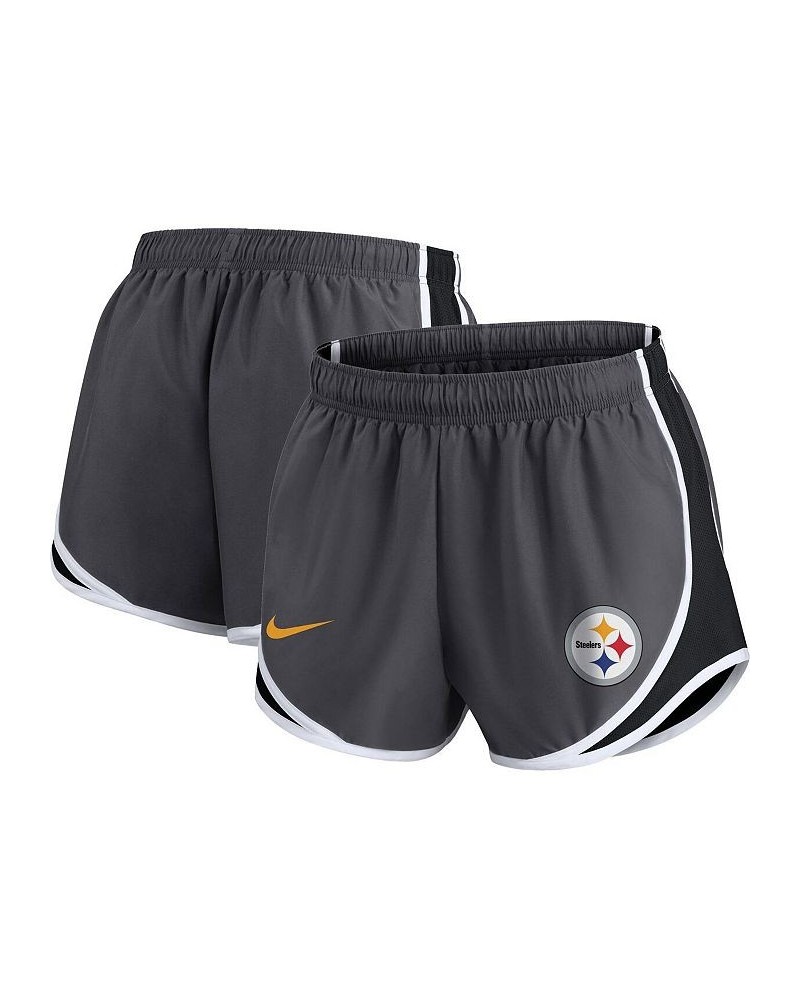 Women's Charcoal Pittsburgh Steelers Plus Size Logo Performance Tempo Shorts Charcoal $30.79 Shorts