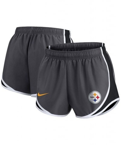 Women's Charcoal Pittsburgh Steelers Plus Size Logo Performance Tempo Shorts Charcoal $30.79 Shorts