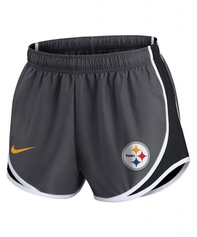 Women's Charcoal Pittsburgh Steelers Plus Size Logo Performance Tempo Shorts Charcoal $30.79 Shorts