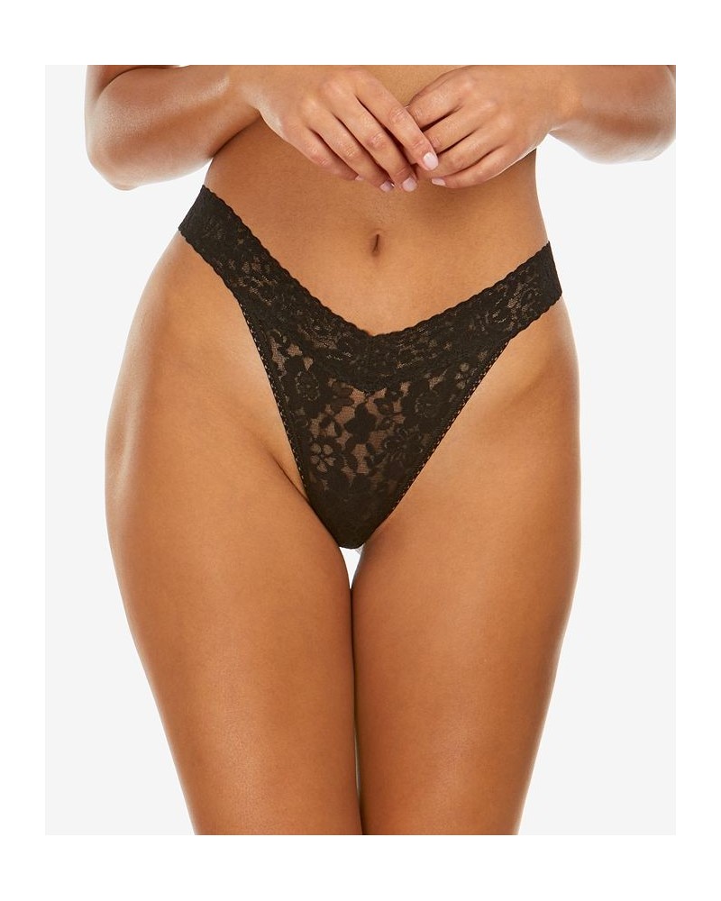 Women's Daily Lace Original Rise Thong 771101 Black $13.66 Panty