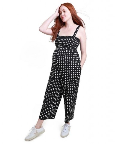 Women's Maternity Smocked Bodice Jumpsuit Abstract Check $41.04 Pants