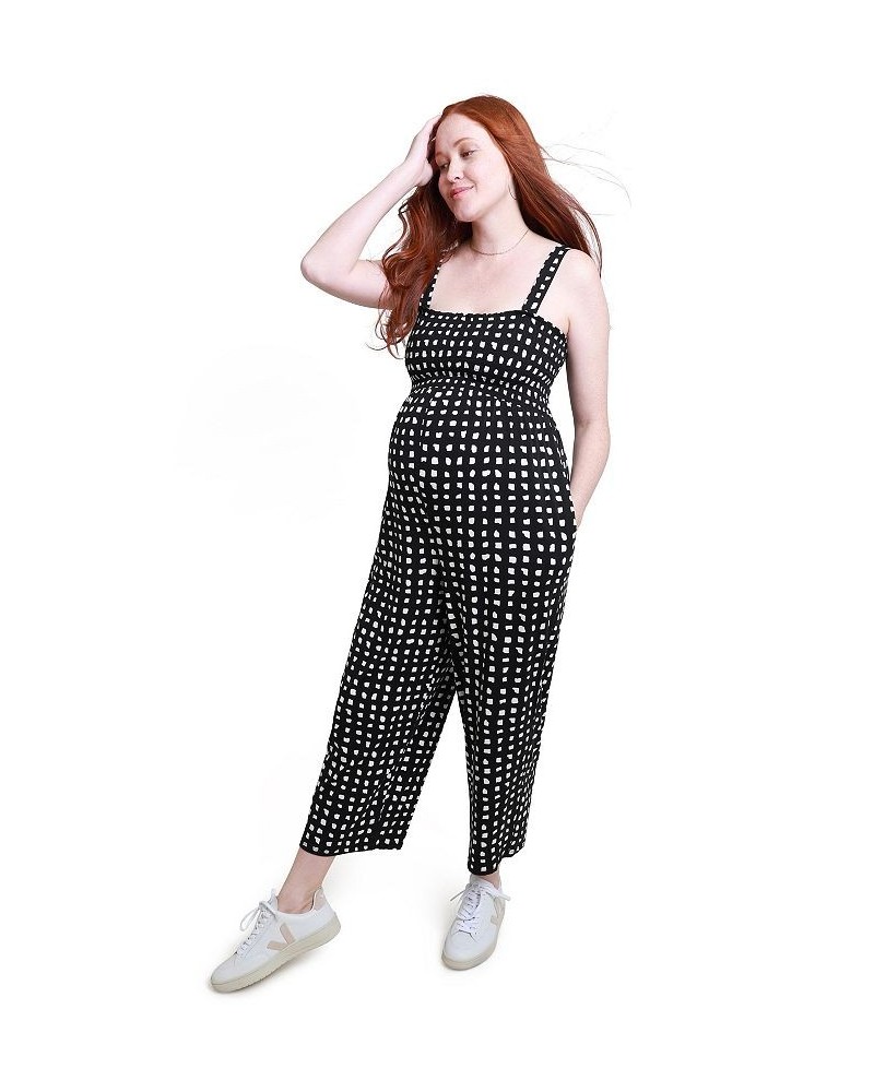 Women's Maternity Smocked Bodice Jumpsuit Abstract Check $41.04 Pants